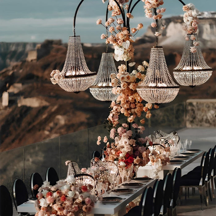 Crystal Chandelier Set - Outdoor Wedding Lighting - Luxury Standing Lamp - Waterproof Event Decor