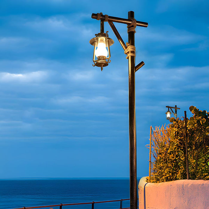 Vintage Lantern Outdoor Street Pole Lights - Waterproof Western Style - Set of 4 - Garden Pathway Driveway Lighting
