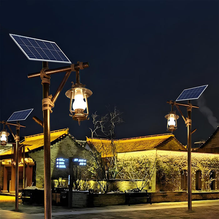 Vintage Lantern Outdoor Street Pole Lights - Waterproof Western Style - Set of 4 - Garden Pathway Driveway Lighting