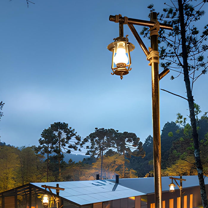 Vintage Lantern Outdoor Street Pole Lights - Waterproof Western Style - Set of 4 - Garden Pathway Driveway Lighting