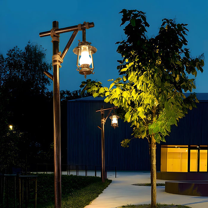 Vintage Lantern Outdoor Street Pole Lights - Waterproof Western Style - Set of 4 - Garden Pathway Driveway Lighting
