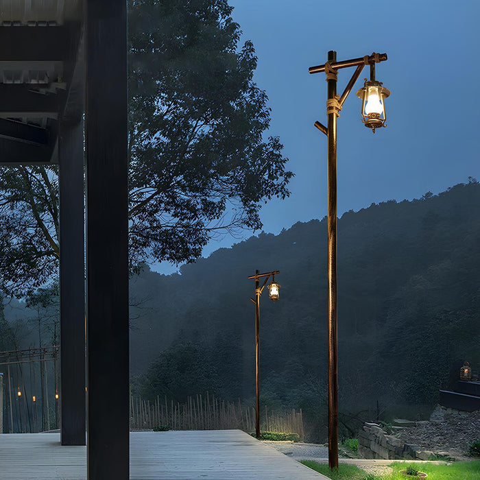 Vintage Lantern Outdoor Street Pole Lights - Waterproof Western Style - Set of 4 - Garden Pathway Driveway Lighting