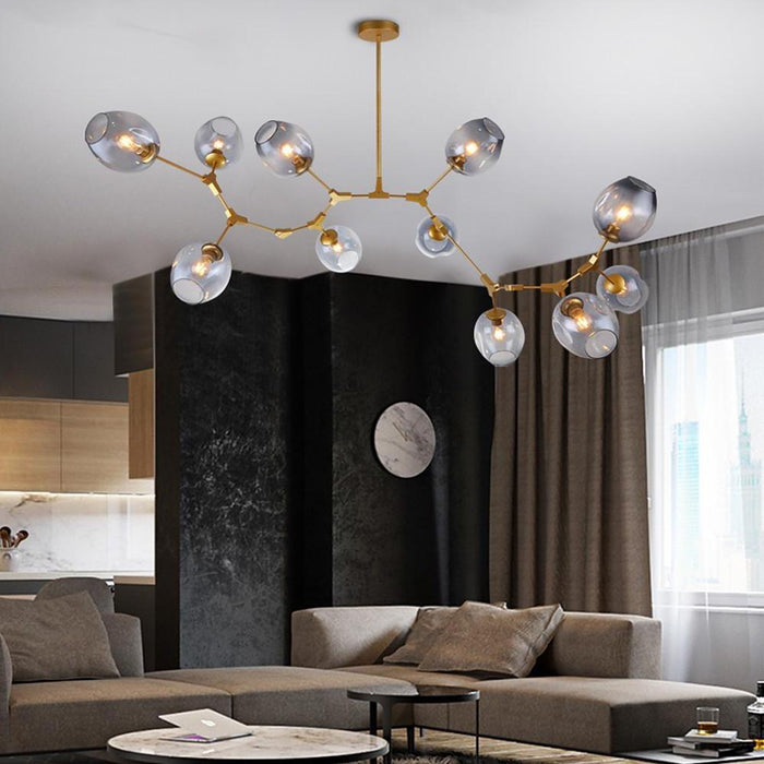 Nordic Branches Bubble Sputnik Chandelier - 5 to 11 Lights. Gold Finish