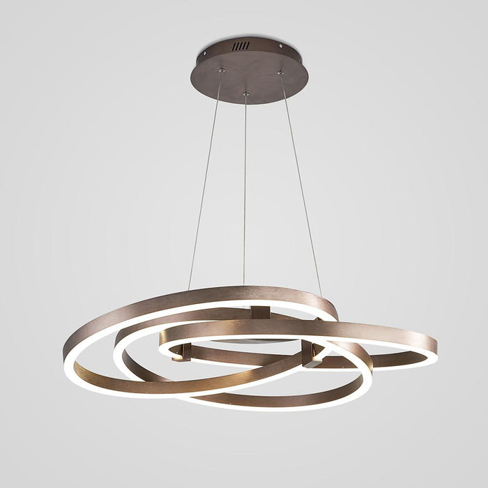 Interwoven Abstract Design 3 Light Chandelier Gold Finished Metal Ceiling Light