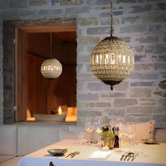 Crystal Chandelier Light - Shining Morocco Ball Design - Luxury Vintage Ceiling Pendant