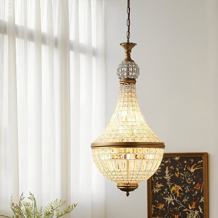 Chandelier Light - Retro Luxury Crystal Hanging Pendant for Dining Room, Living Room