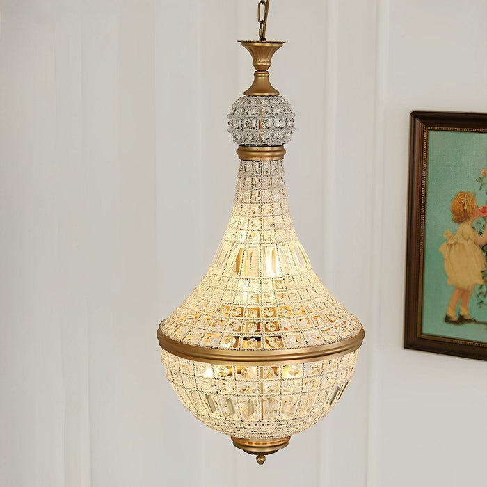 Chandelier Light - Retro Luxury Crystal Hanging Pendant for Dining Room, Living Room