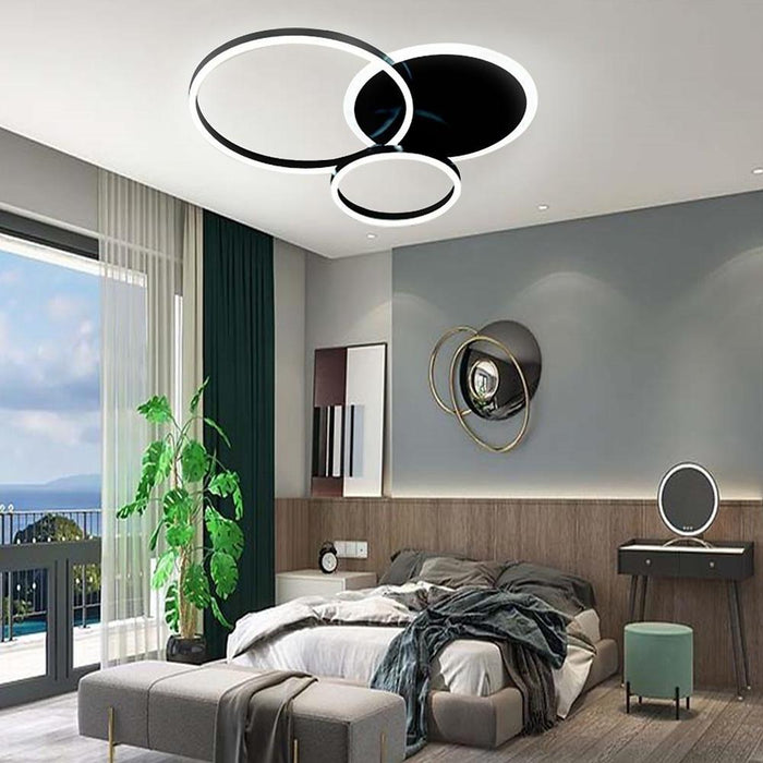 3-Layers LED Modern Circle Flush Mount Light - 3-Color Dimmable. 26x20