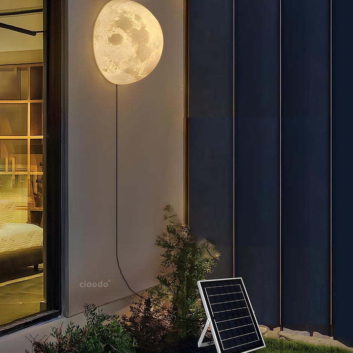 Solar Half Moon LED Wall Sconce, Waterproof IP65, Resin Housing, Dusk to Dawn, Patio/Porch/Garden