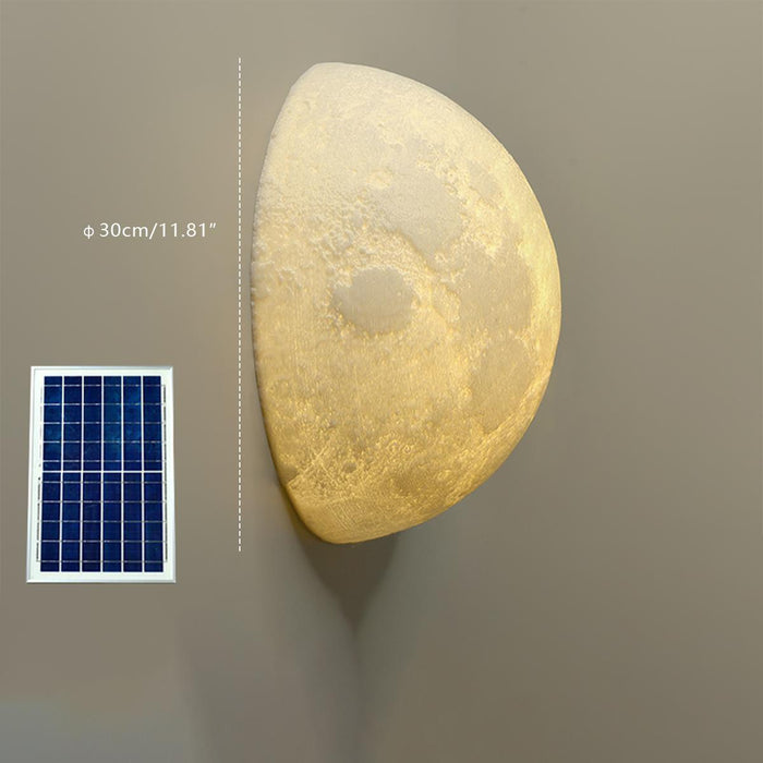 Solar Half Moon LED Wall Sconce, Waterproof IP65, Resin Housing, Dusk to Dawn, Patio/Porch/Garden