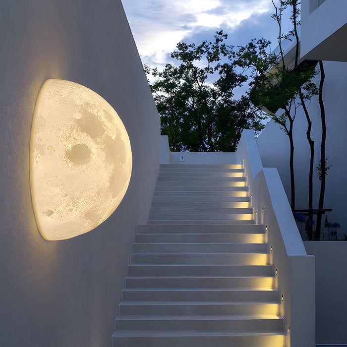 Solar Half Moon LED Wall Sconce, Waterproof IP65, Resin Housing, Dusk to Dawn, Patio/Porch/Garden