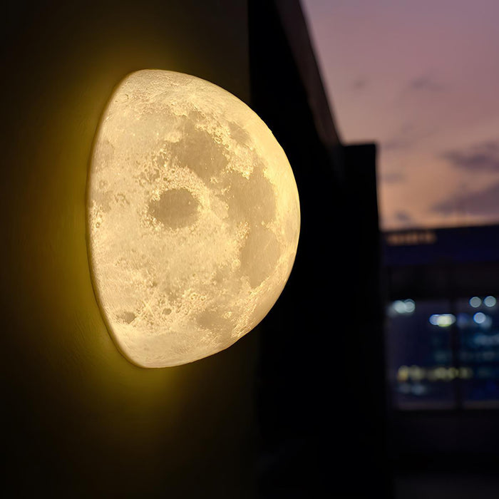 Solar Half Moon LED Wall Sconce, Waterproof IP65, Resin Housing, Dusk to Dawn, Patio/Porch/Garden