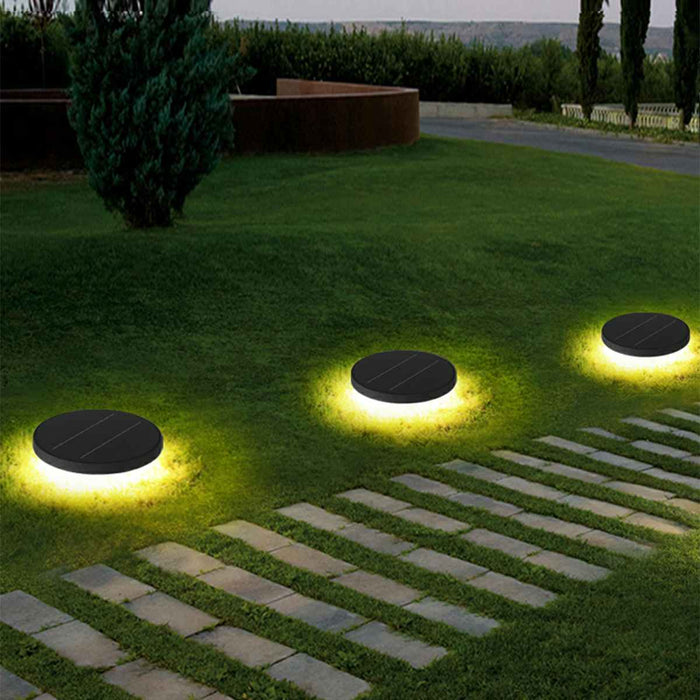 Solar LED In-Ground Lights - Waterproof Outdoor Path Lamp, Circular Shape, Automatic Illumination