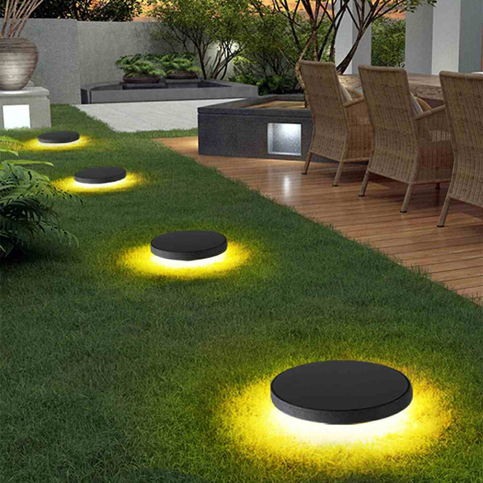 Solar LED In-Ground Lights - Waterproof Outdoor Path Lamp, Circular Shape, Automatic Illumination