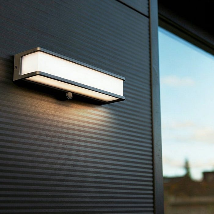 Solar Motion Sensor Geometric Outdoor LED Porch Wall Light - Waterproof Exterior Illumination for Modern Homes