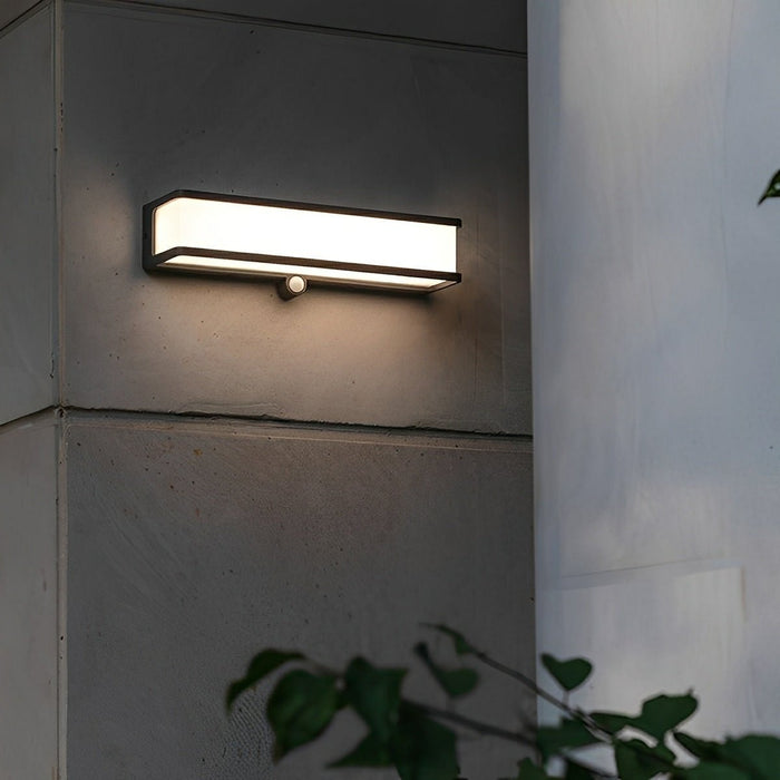 Solar Motion Sensor Geometric Outdoor LED Porch Wall Light - Waterproof Exterior Illumination for Modern Homes
