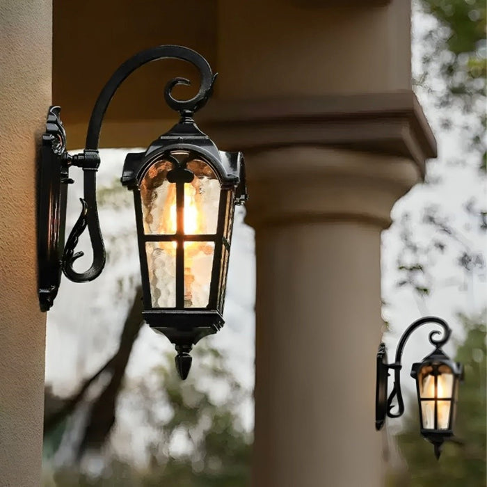 Solar Dusk to Dawn Outdoor LED Wall Sconce, Rustic Waterproof Porch/Yard Light