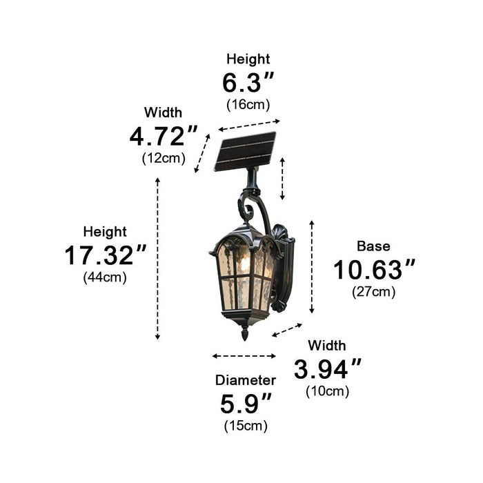 Solar Dusk to Dawn Outdoor LED Wall Sconce, Rustic Waterproof Porch/Yard Light