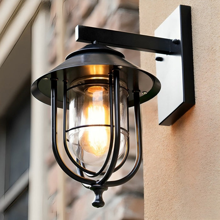 Solar Dusk to Dawn Rustic Birdcage Outdoor Wall Sconce, Waterproof LED Lighting for Porch/Patio/Yard, Easy Install
