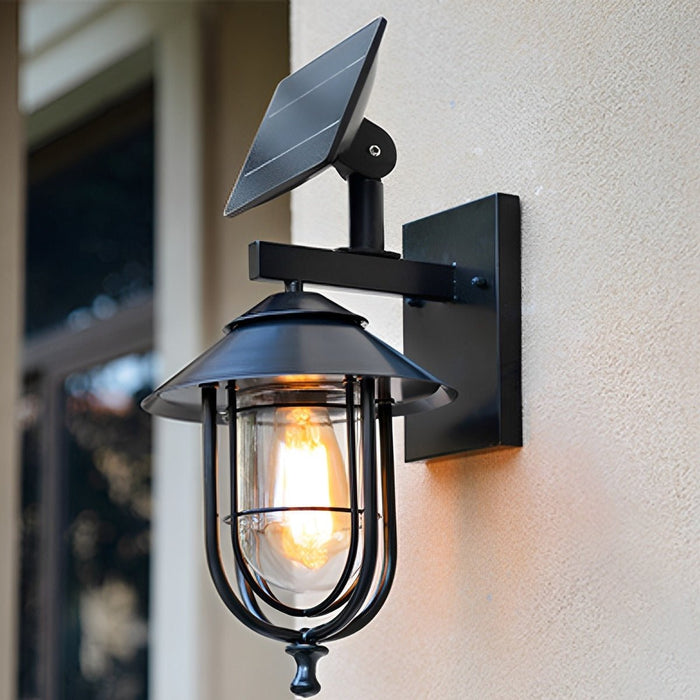 Solar Dusk to Dawn Rustic Birdcage Outdoor Wall Sconce, Waterproof LED Lighting for Porch/Patio/Yard, Easy Install