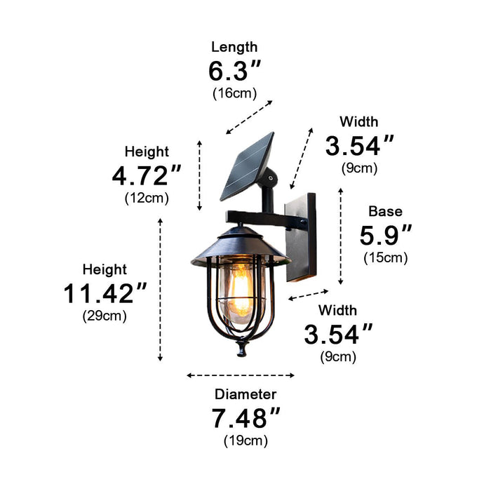 Solar Dusk to Dawn Rustic Birdcage Outdoor Wall Sconce, Waterproof LED Lighting for Porch/Patio/Yard, Easy Install