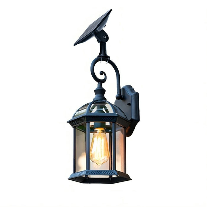Solar Dusk to Dawn Wall Sconce, IP56 Waterproof Outdoor LED Porch/Patio/Gazebo Light, Rustic Farmhouse Exterior Lantern