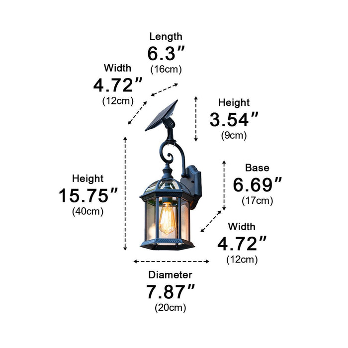 Solar Dusk to Dawn Wall Sconce, IP56 Waterproof Outdoor LED Porch/Patio/Gazebo Light, Rustic Farmhouse Exterior Lantern