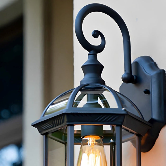 Solar Dusk to Dawn Wall Sconce, IP56 Waterproof Outdoor LED Porch/Patio/Gazebo Light, Rustic Farmhouse Exterior Lantern