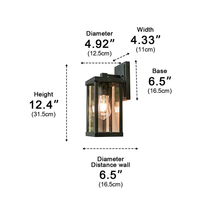 Solar Rustic Rectangular Outdoor LED Porch Wall Sconce - Waterproof Exterior Light Fixture