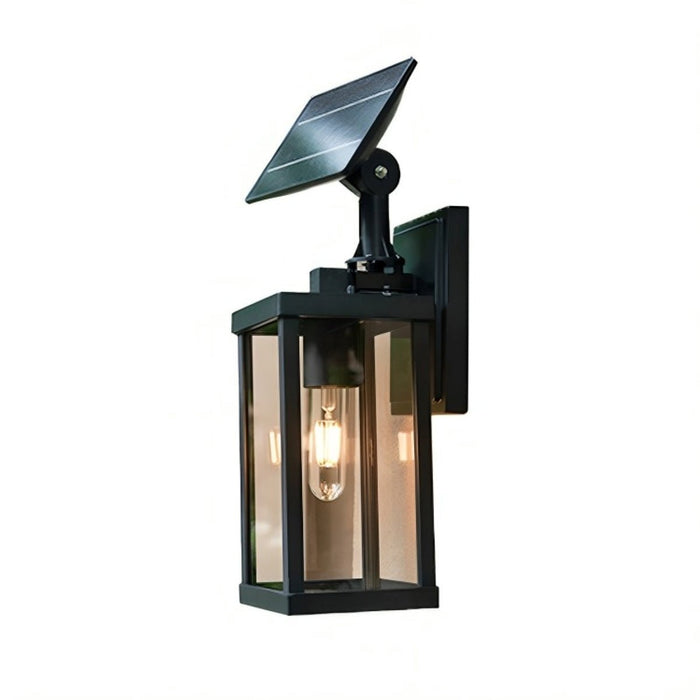 Solar Rustic Rectangular Outdoor LED Porch Wall Sconce - Waterproof Exterior Light Fixture
