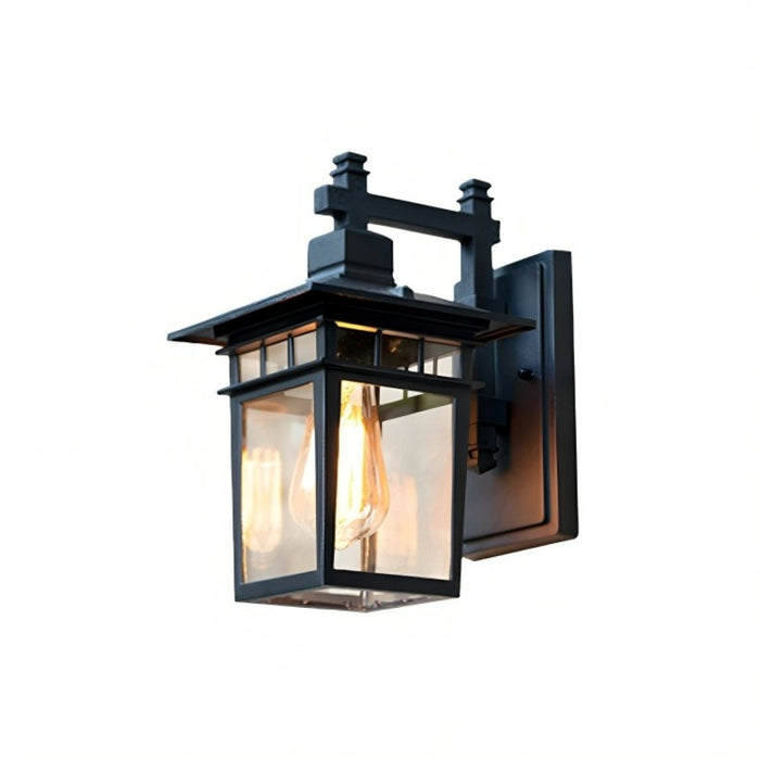 Outdoor Porch Wall Light - Solar Powered, Rustic Square, Waterproof LED Fixture
