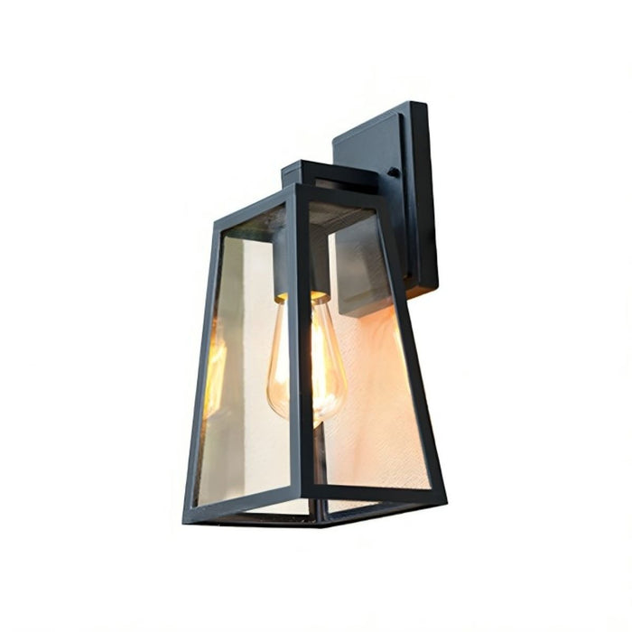 Outdoor LED Porch Wall Light - Solar Rustic Trapezoid Design - Waterproof Exterior Lighting Fixture