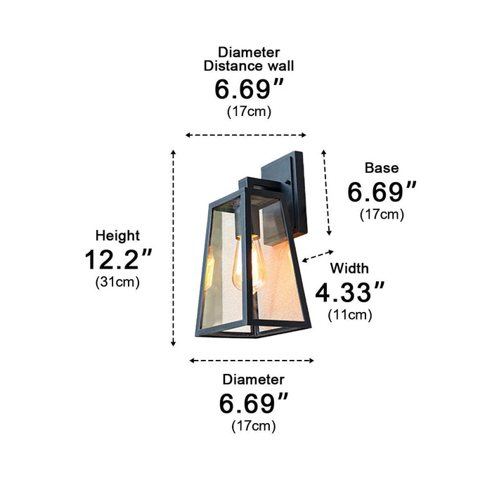 Outdoor LED Porch Wall Light - Solar Rustic Trapezoid Design - Waterproof Exterior Lighting Fixture