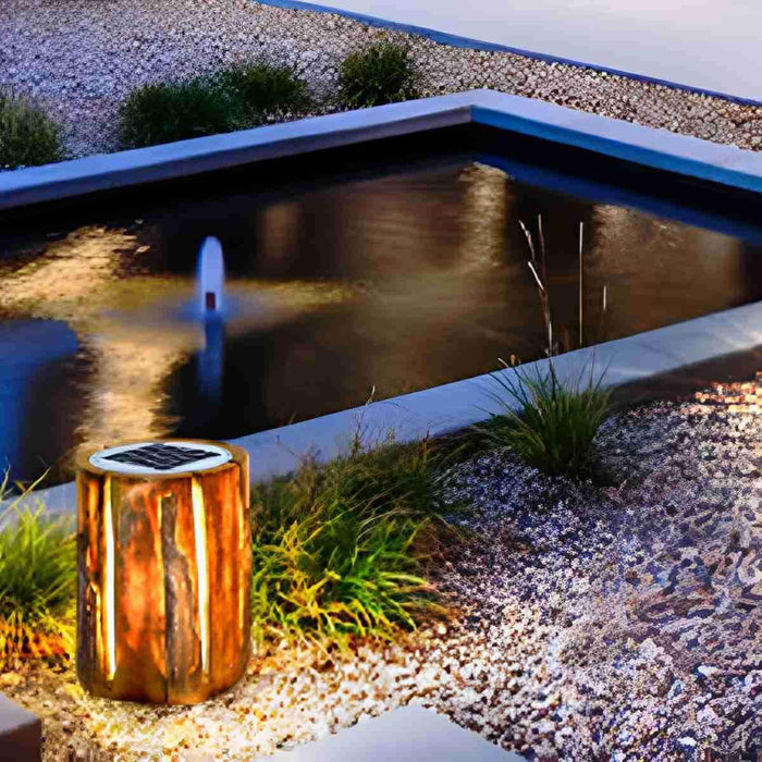 Solar Tree Stump LED Landscape Light, Waterproof Outdoor Garden/Yard/Patio, Warm White IP65