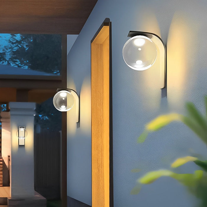 Waterproof Bubbles LED Outdoor Wall Lights - Solar Powered - Modern Glass Sconce for Porch, Patio, Garden