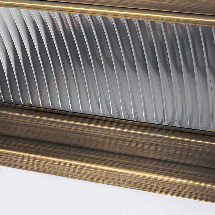 Copper Square Tower Post Light - Striped Glass, Outdoor LED, Solar/Hardwired