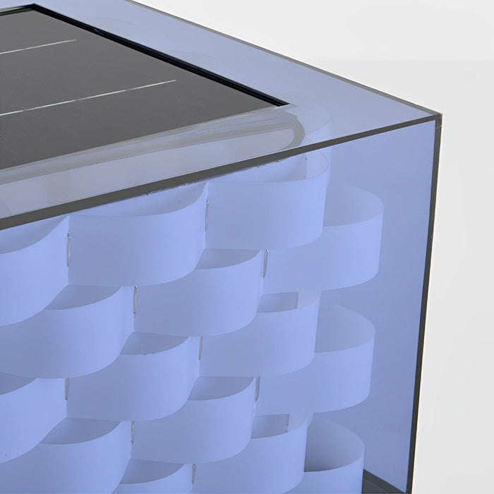 Solar Cubed Weave Outdoor Post Lights - Modern Square Pixel Cube, LED Post Cap / Pillar Light