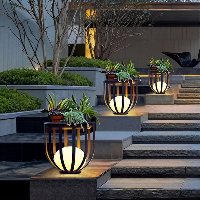 Solar Pathway Light, Waterproof Garden Decor, Hollow Flower Stand, LED Landscape Accent for Patio/Yard