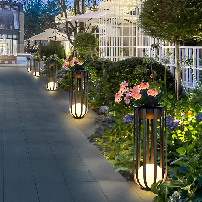Solar Pathway Light, Waterproof Garden Decor, Hollow Flower Stand, LED Landscape Accent for Patio/Yard