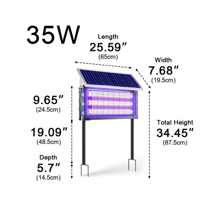 Solar Waterproof Outdoor Lawn Mosquito Bug Zapper - UV Insect Killer Light, Garden Pest Control