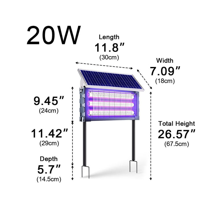 Solar Waterproof Outdoor Lawn Mosquito Bug Zapper - UV Insect Killer Light, Garden Pest Control
