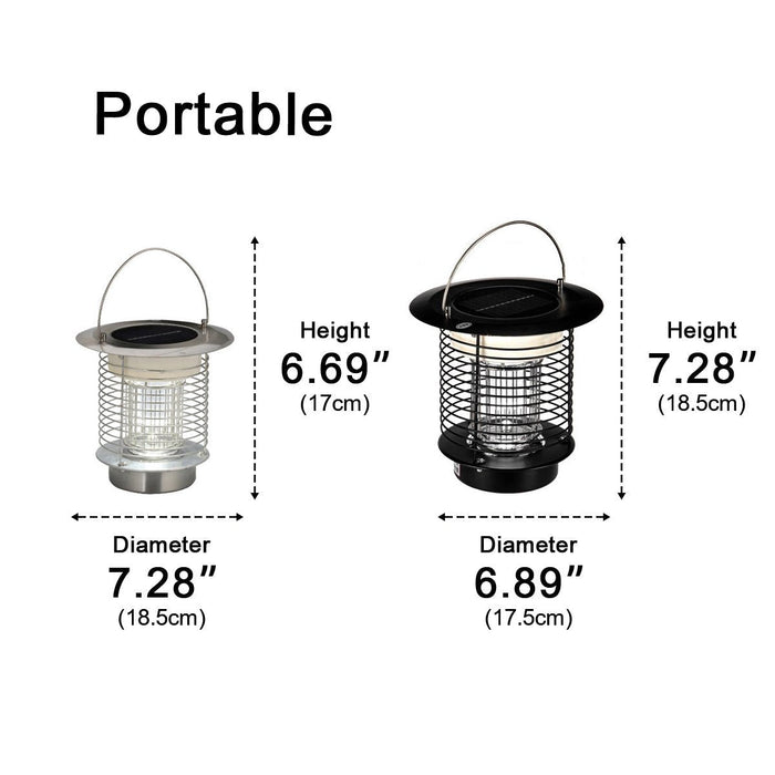 Outdoor Mosquito Bug Zapper Lantern - Solar Powered, Waterproof LED, Rechargeable Hanging Light