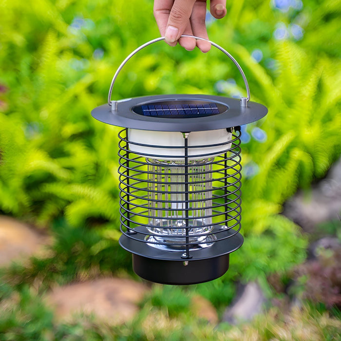 Outdoor Mosquito Bug Zapper Lantern - Solar Powered, Waterproof LED, Rechargeable Hanging Light
