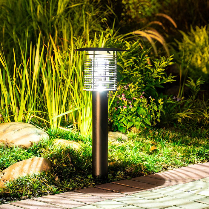 Outdoor Mosquito Bug Zapper Lawn Pillar Light - Solar Powered, Waterproof LED UV Insect Killer for Yard, Garden, Patio