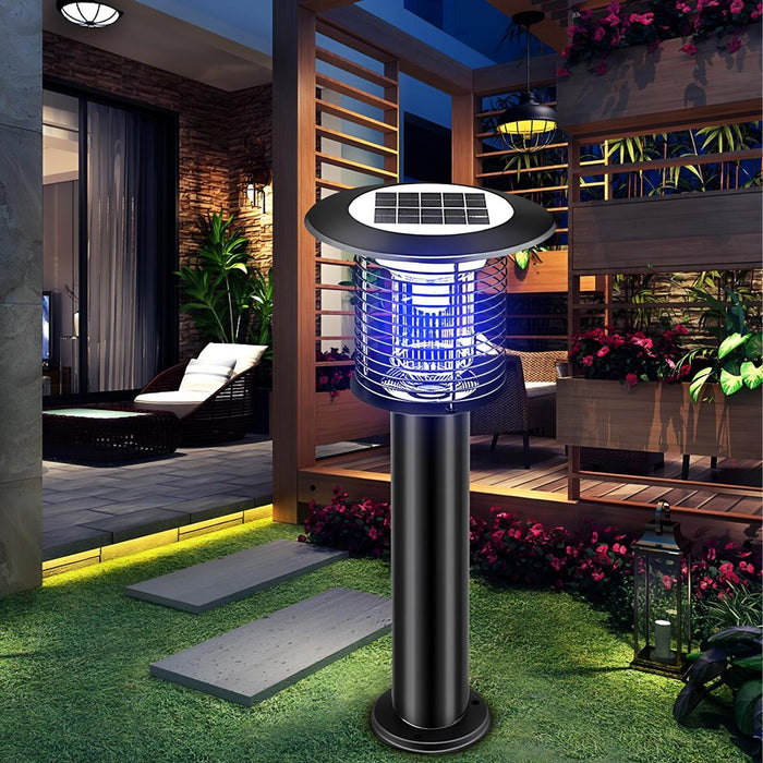 Outdoor Mosquito Bug Zapper Lawn Pillar Light - Solar Powered, Waterproof LED UV Insect Killer for Yard, Garden, Patio