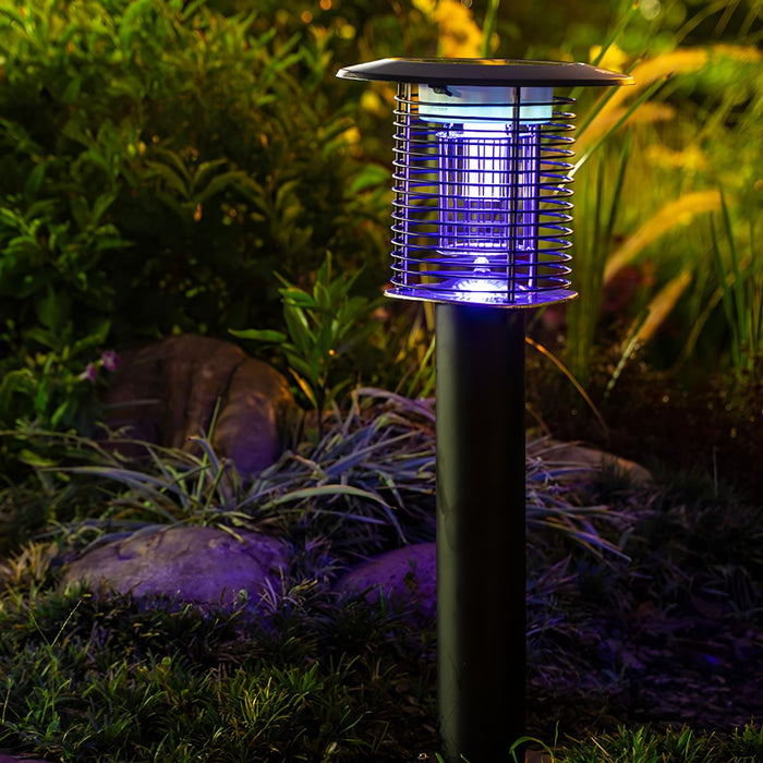 Outdoor Mosquito Bug Zapper Lawn Pillar Light - Solar Powered, Waterproof LED UV Insect Killer for Yard, Garden, Patio