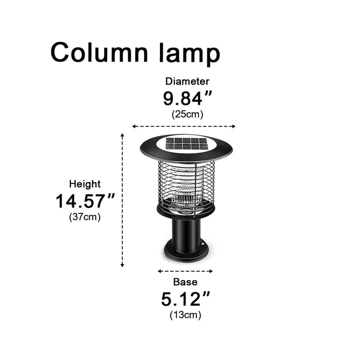 Outdoor Mosquito Bug Zapper Post Light - Solar Powered, Waterproof - LED Illumination / Insect Killer, Rechargeable