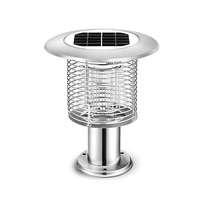 Outdoor Mosquito Bug Zapper Post Light - Solar Powered, Waterproof - LED Illumination / Insect Killer, Rechargeable
