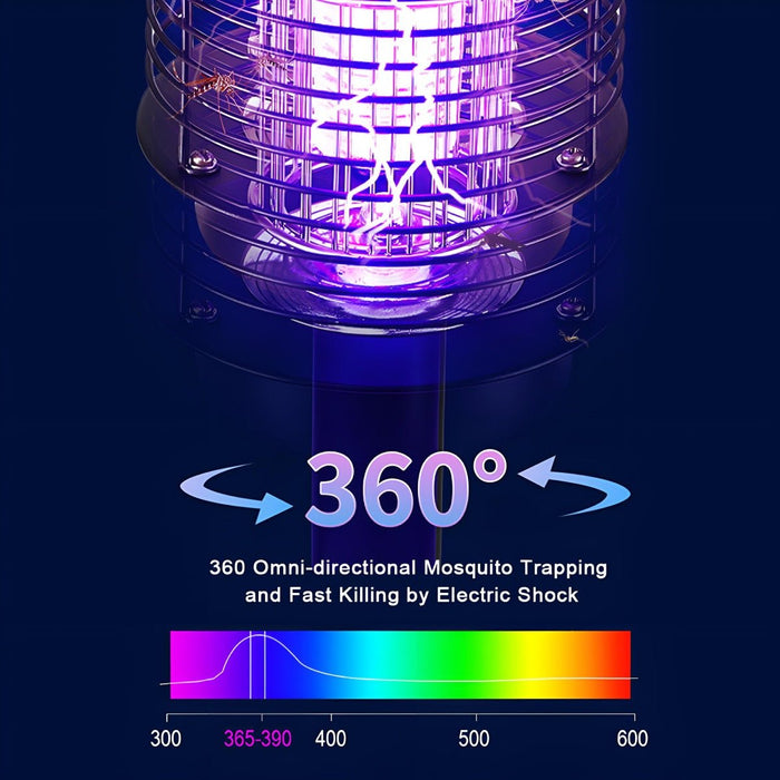 Outdoor Mosquito Bug Zapper Post Light - Solar Powered, Waterproof - LED Illumination / Insect Killer, Rechargeable