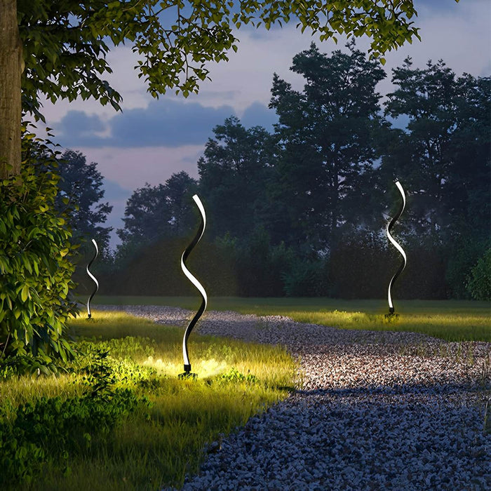 Solar Waterproof LED Landscape Light, Spiral Pathway/Garden Accent, Die-Cast Aluminum